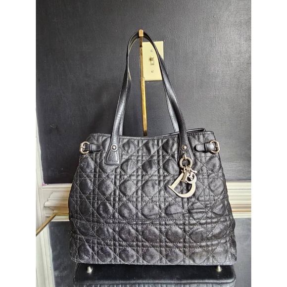 Authentic CHRISTIAN DIOR Cannage Panarea Tote Bag Black - Picture 1 of 13